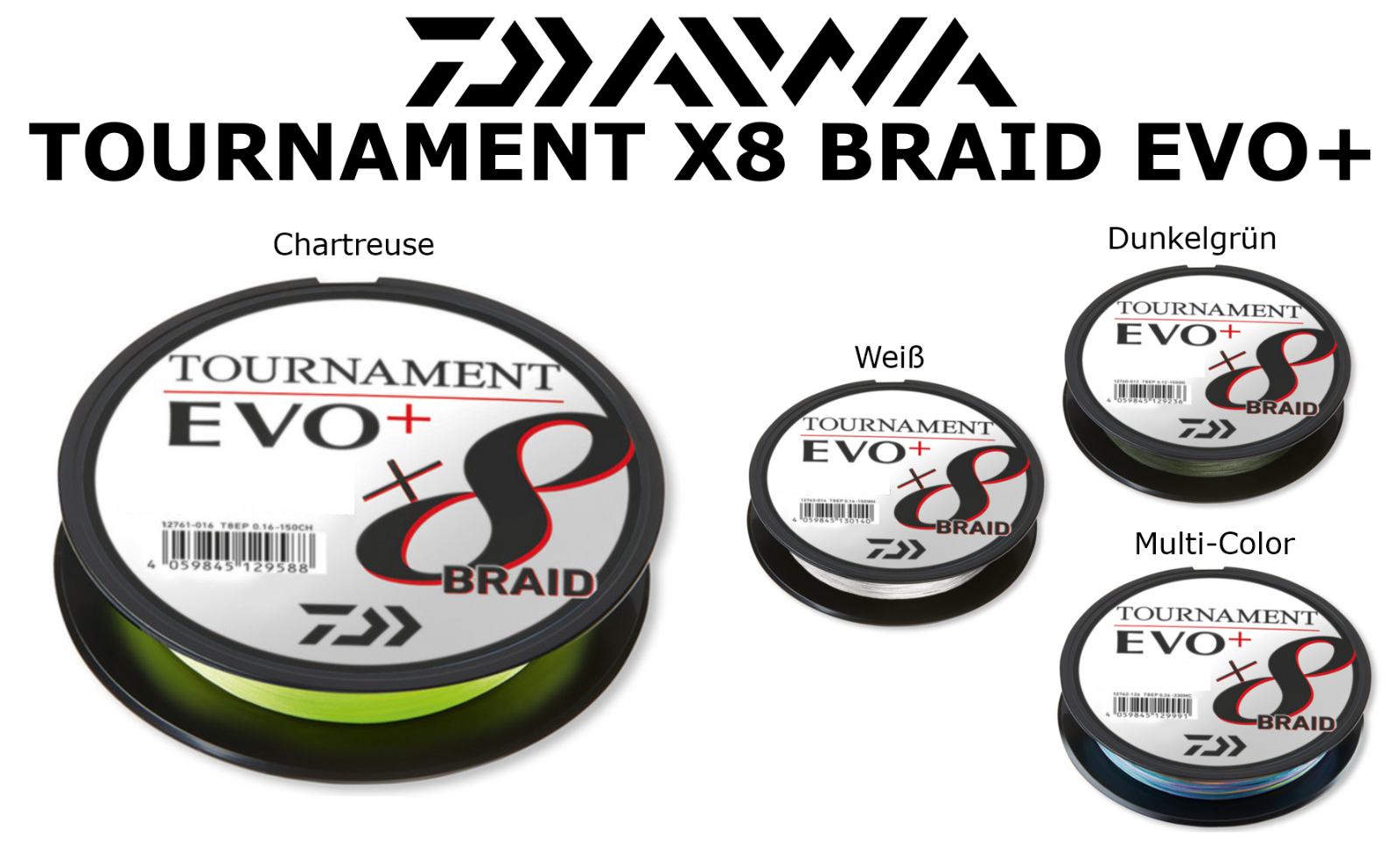 DAIWA TOURNAMENT X8 BRAID EVO+ / Alle Farben und Durchmesser / NEU 2021 